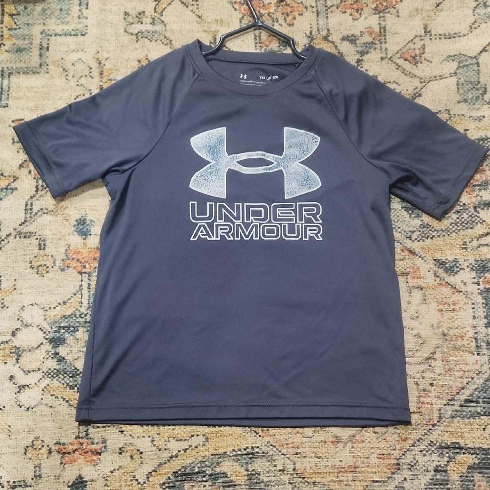 Under Armour Dark Blue Athletic Tee Boys Youth XS Thin Summer Shirt